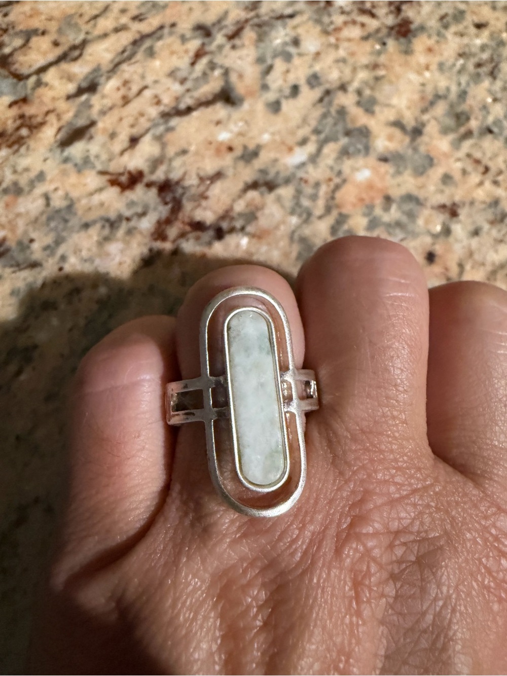 Target Silver Ring with White Oval stretch ring